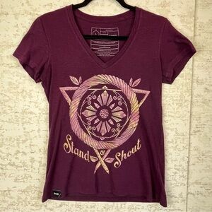Sevenly V-neck T-Shirt Tee Large Stand & Shout Graphic Burgundy Limited Edition